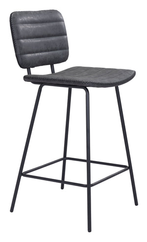 Zuo Modern Boston 100% Polyurethane, Plywood, Steel Modern Commercial Grade Counter Stool Set - Set of 2 Vintage Black, Black 100% Polyurethane, Plywood, Steel