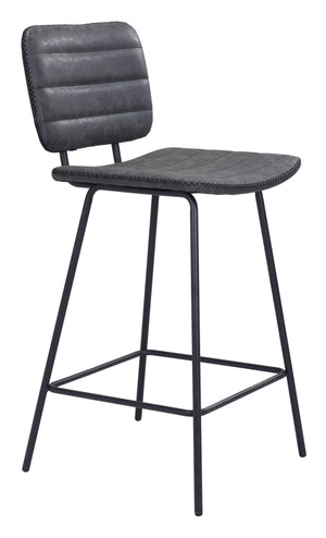 English Elm EE2705 100% Polyurethane, Plywood, Steel Modern Commercial Grade Counter Chair Set - Set of 2 Vintage Black, Black 100% Polyurethane, Plywood, Steel
