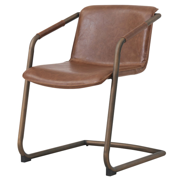 Indy Leatherette Side Chair Set of 2 - Industrial Chic Design with Rubbed Gold Frame & Easy Storage