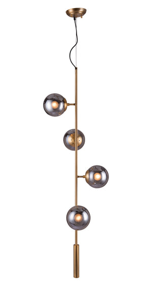Zuo Modern Zatara Steel, Glass Modern Commercial Grade Ceiling Lamp Brass, Black Steel, Glass