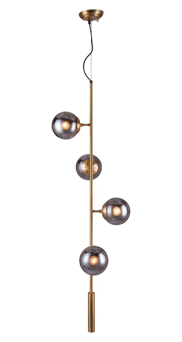 Zuo Modern Zatara Steel, Glass Modern Commercial Grade Ceiling Lamp Brass, Black Steel, Glass