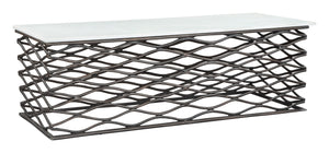 Zuo Modern Duchess Marble, MDF, Aluminum Modern Commercial Grade Coffee Table White, Antique Bronze Marble, MDF, Aluminum