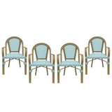 Brianna Outdoor French Bistro Chairs, Light Teal, White, and Wood Print Noble House