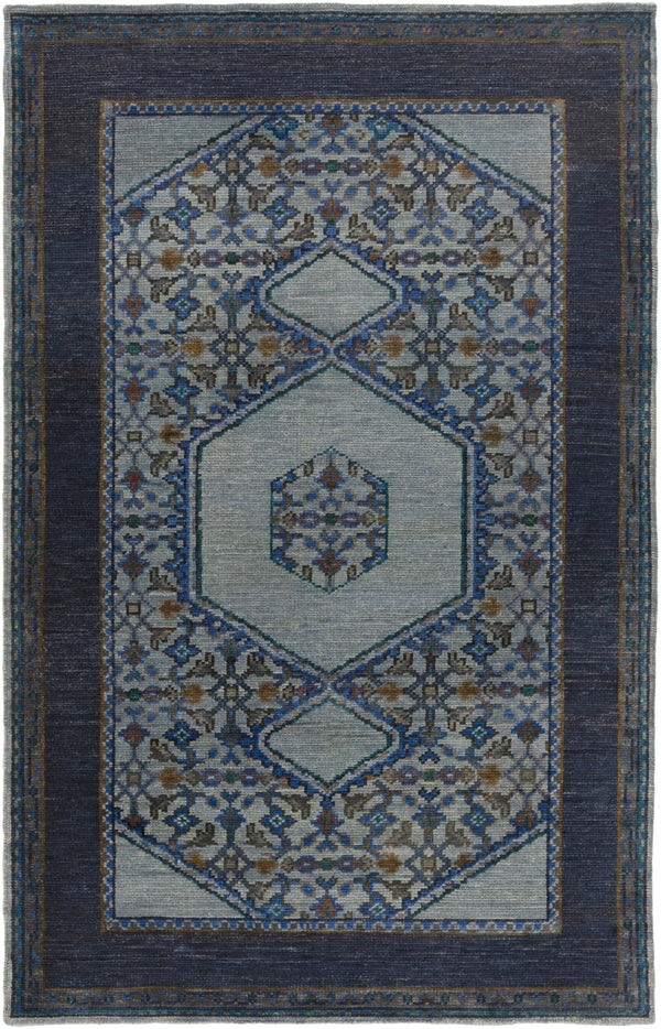 Haven HVN-1218 Traditional Wool Rug HVN1218-913 Denim, Navy, Charcoal, Emerald, Dark Blue, Olive, Dark Brown, Dark Green 100% Wool 9' x 13'