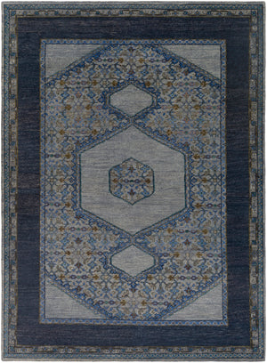 Haven HVN-1218 Traditional Wool Rug HVN1218-811 Denim, Navy, Charcoal, Emerald, Dark Blue, Olive, Dark Brown, Dark Green 100% Wool 8' x 11'