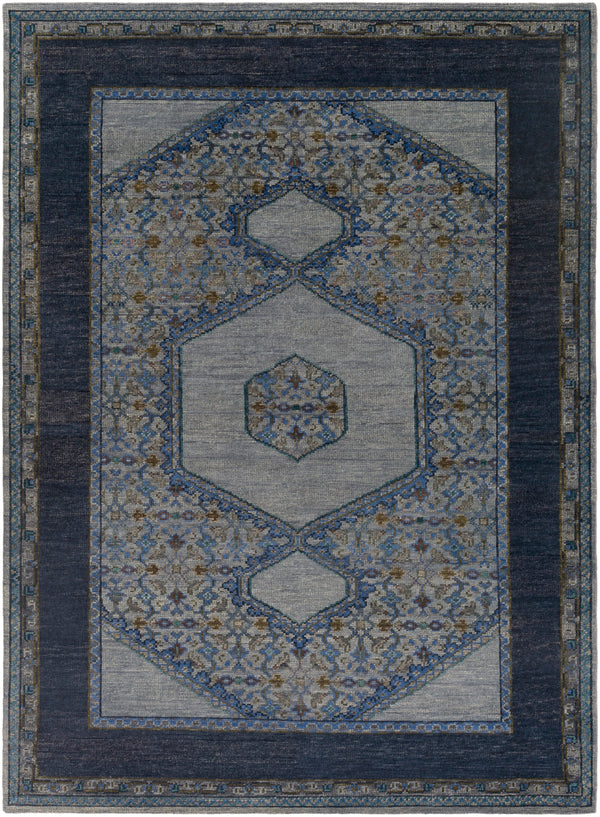 Haven HVN-1218 Traditional Wool Rug HVN1218-811 Denim, Navy, Charcoal, Emerald, Dark Blue, Olive, Dark Brown, Dark Green 100% Wool 8' x 11'