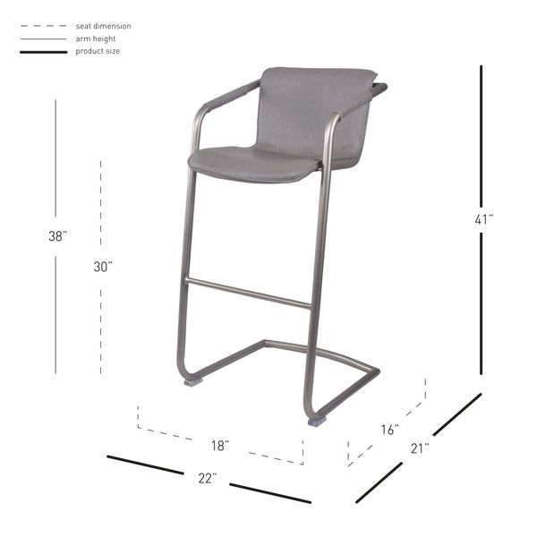 Indy Leatherette Bar Stool Set of 2 - Chic Comfort Meets Industrial Style with Floating Design