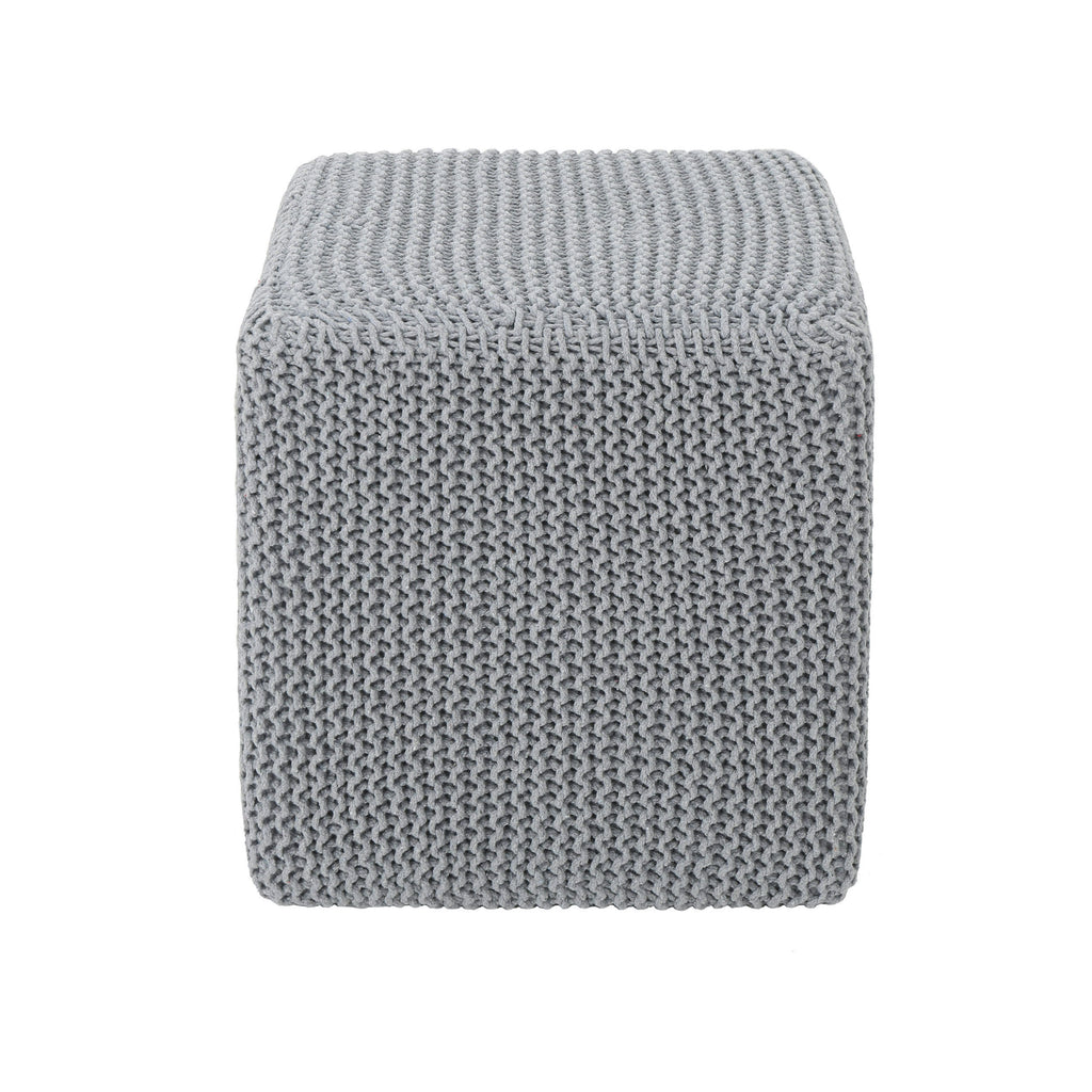 Tessie Knitted Foot Stool, Light Gray Noble House