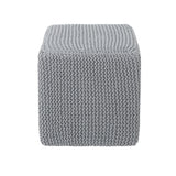 Tessie Knitted Foot Stool, Light Gray Noble House