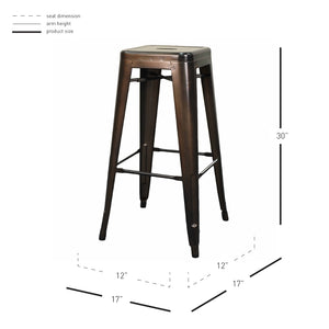 Metropolis Backless Bar Stool Set of 4 - Stylish Metal Design for Indoor and Outdoor Use