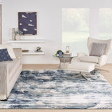 Nourison Kathy Ireland American Manor AMR03 Modern & Contemporary Machine Made Power-loomed Indoor only Area Rug Blue/Ivory 9' x 12' 99446884091