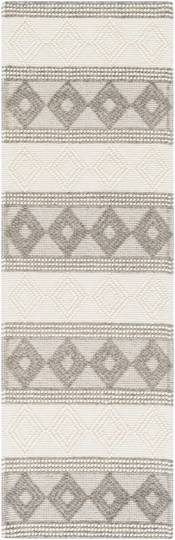 Hygge HYG-2300 Cottage Wool Rug HYG2300-268 Charcoal, White 100% Wool 2'6" x 8'