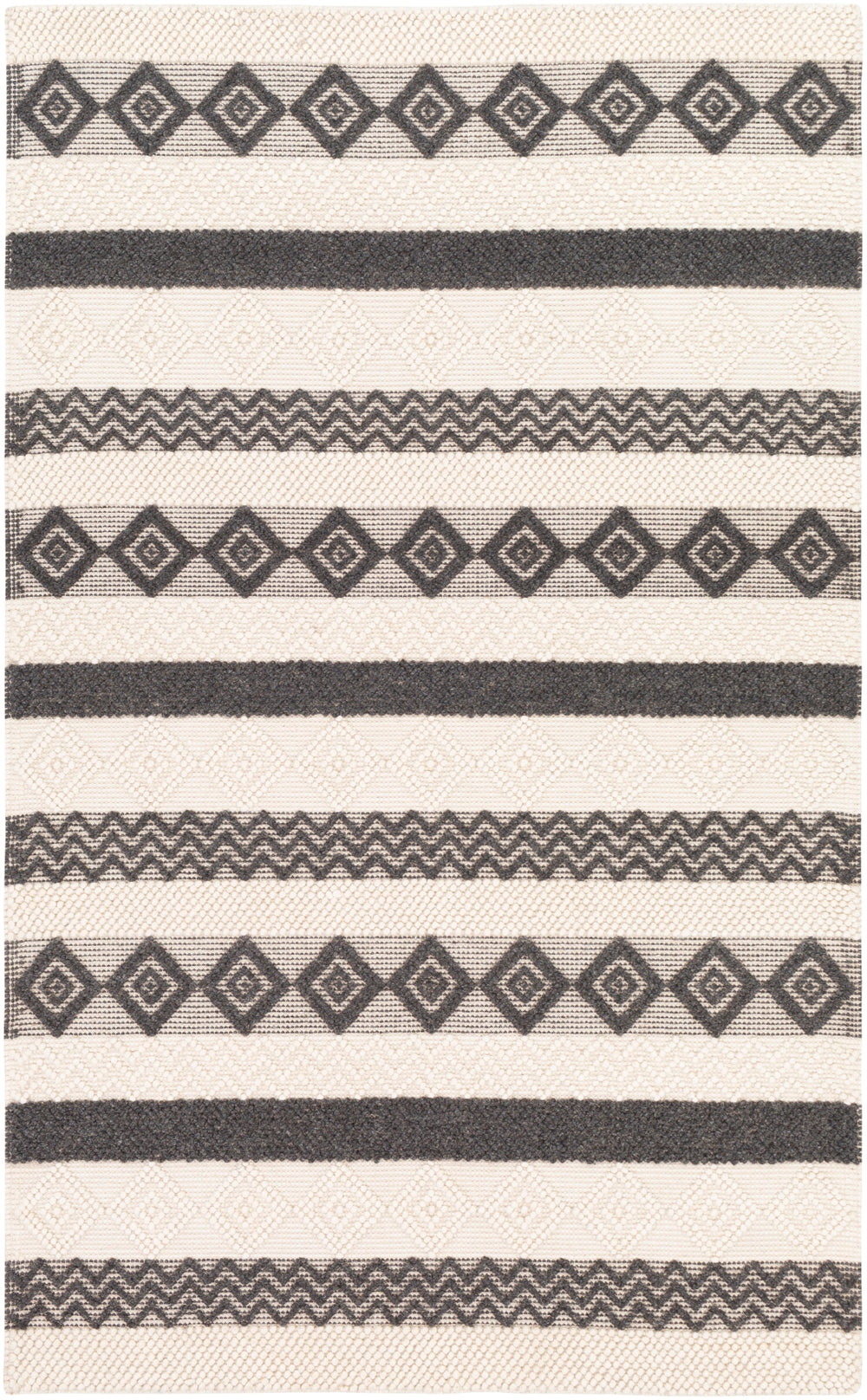 Hygge HYG-2301 Cottage Wool Rug HYG2301-912 Charcoal, White 100% Wool 9' x 12'