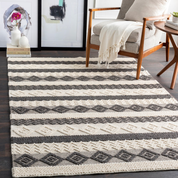Hygge HYG-2301 Cottage Wool Rug HYG2301-912 Charcoal, White 100% Wool 9' x 12'
