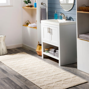 Hygge HYG-2302 Cottage Wool Rug HYG2302-268 White 100% Wool 2'6" x 8'