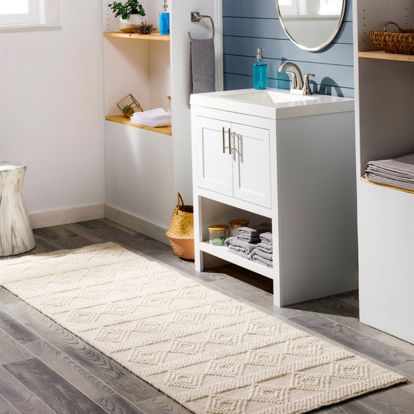 Hygge HYG-2302 Cottage Wool Rug HYG2302-268 White 100% Wool 2'6" x 8'
