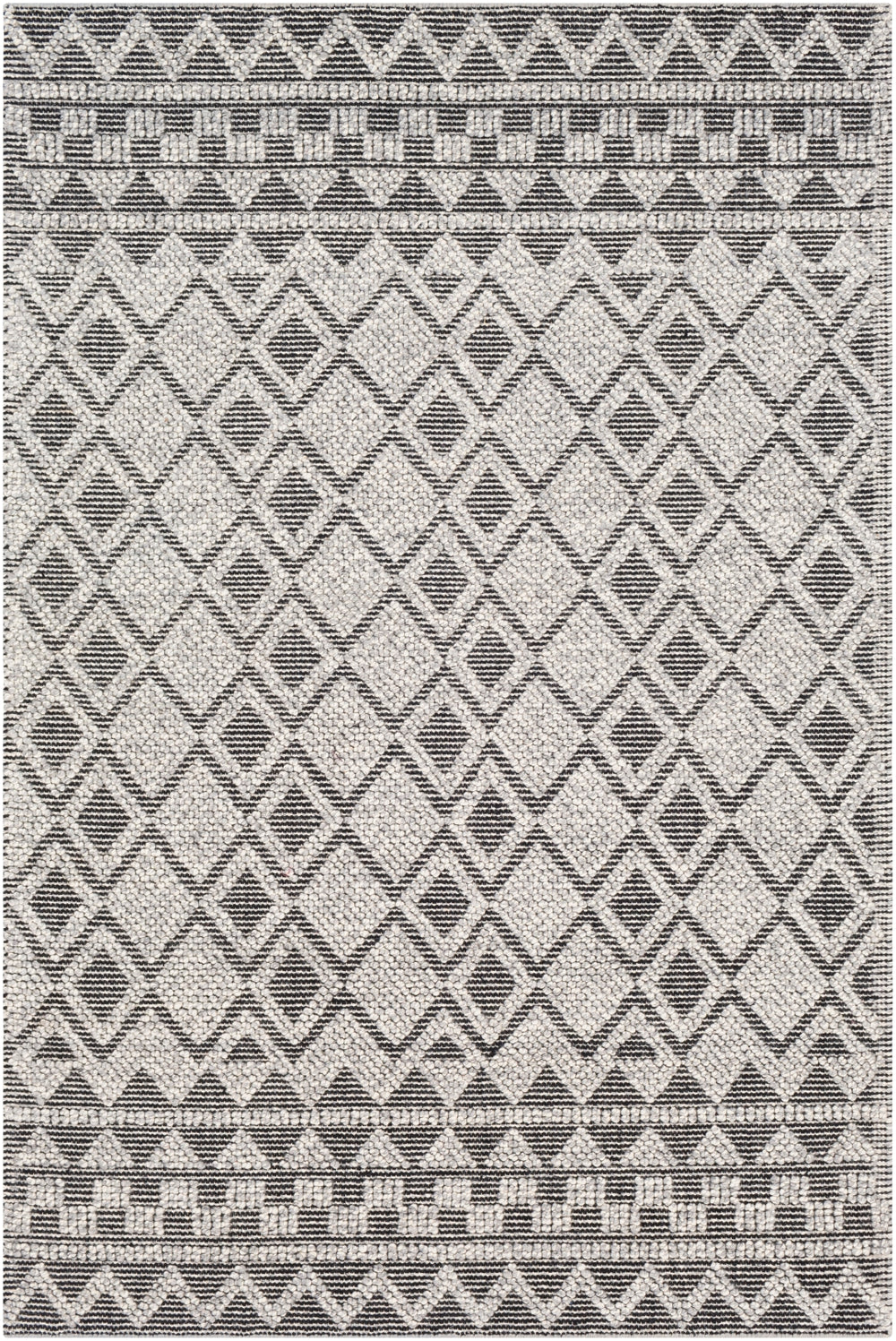 Hygge HYG-2303 Global Wool Rug HYG2303-912 Medium Gray, Black, Cream 100% Wool 9' x 12'