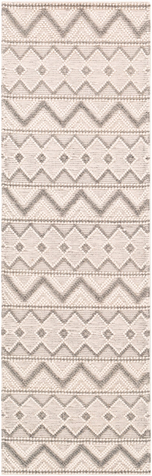 Hygge HYG-2304 Global Wool Rug HYG2304-268 Cream, Medium Gray 100% Wool 2'6" x 8'