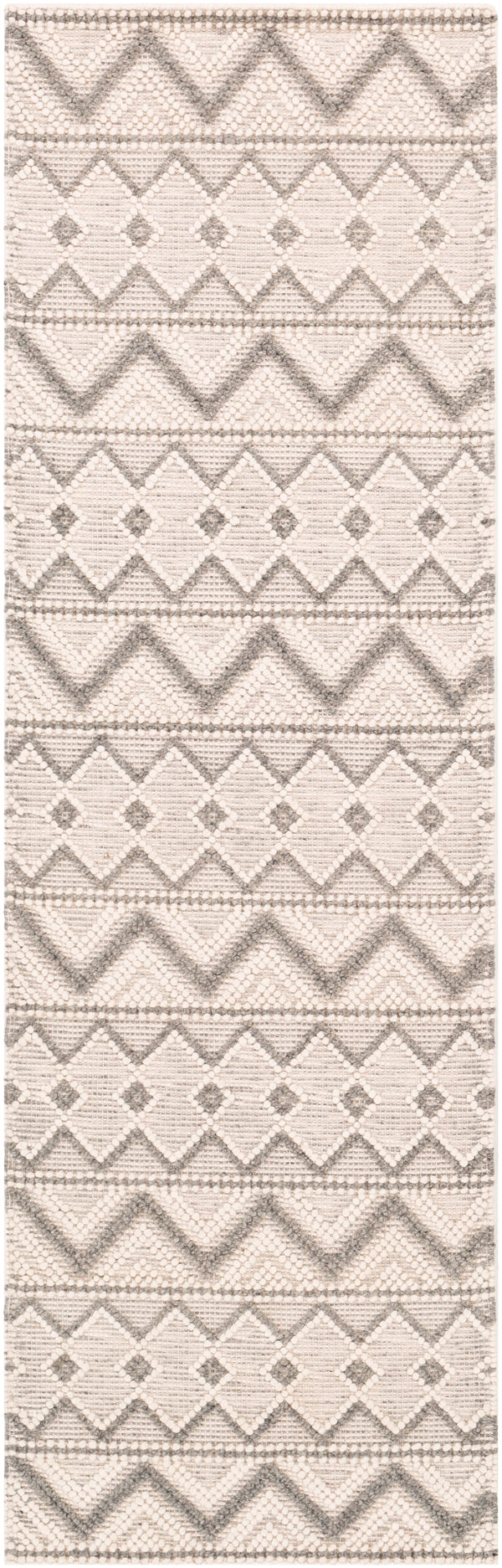 Hygge HYG-2304 Global Wool Rug HYG2304-268 Cream, Medium Gray 100% Wool 2'6" x 8'
