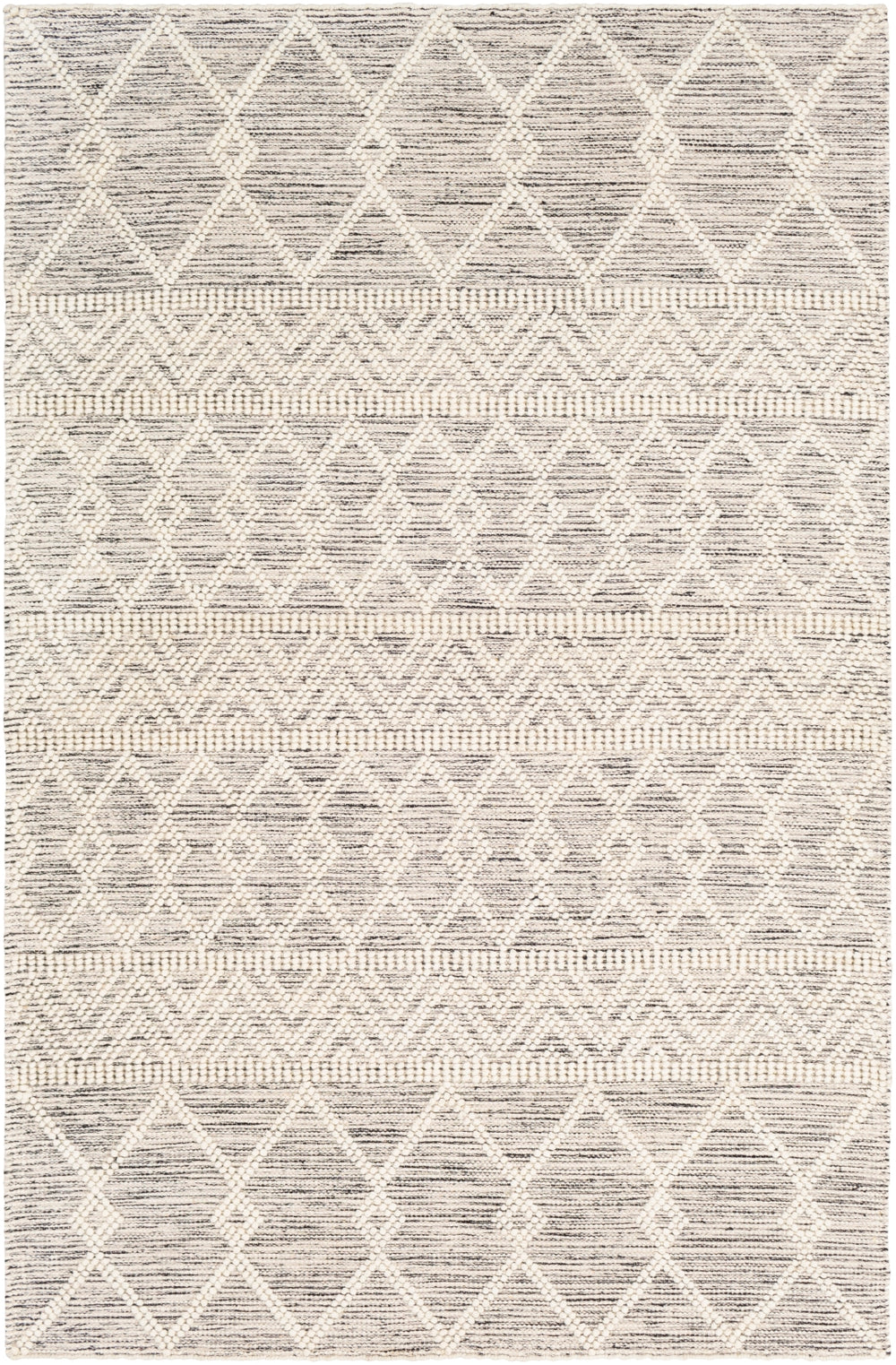 Hygge HYG-2305 Global Wool Rug HYG2305-912 Charcoal, White 100% Wool 9' x 12'