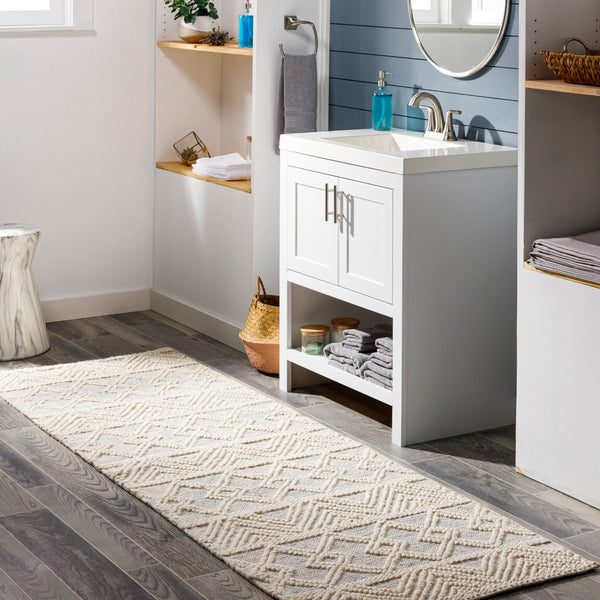 Hygge HYG-2306 Global Wool Rug HYG2306-268 Dark Blue, White 100% Wool 2'6" x 8'
