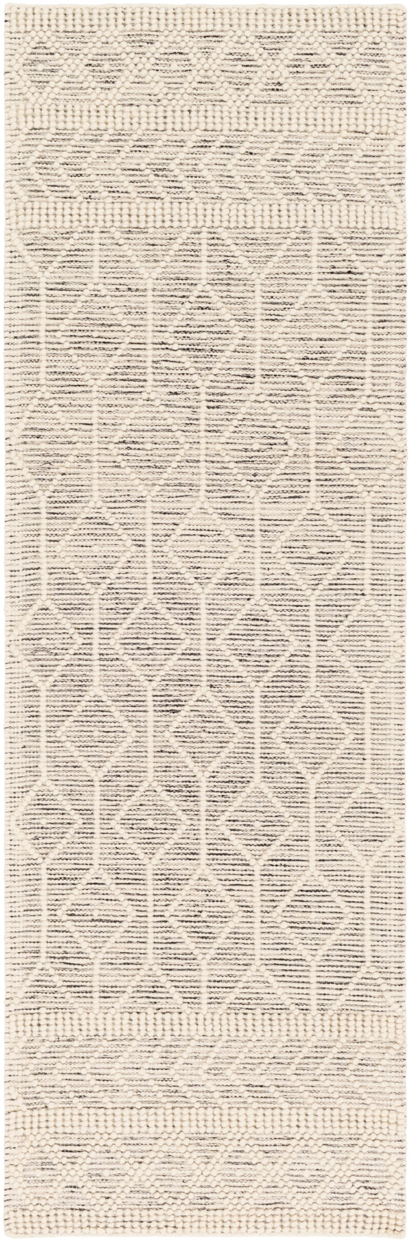 Hygge HYG-2307 Global Wool Rug HYG2307-268 Charcoal, White 100% Wool 2'6" x 8'