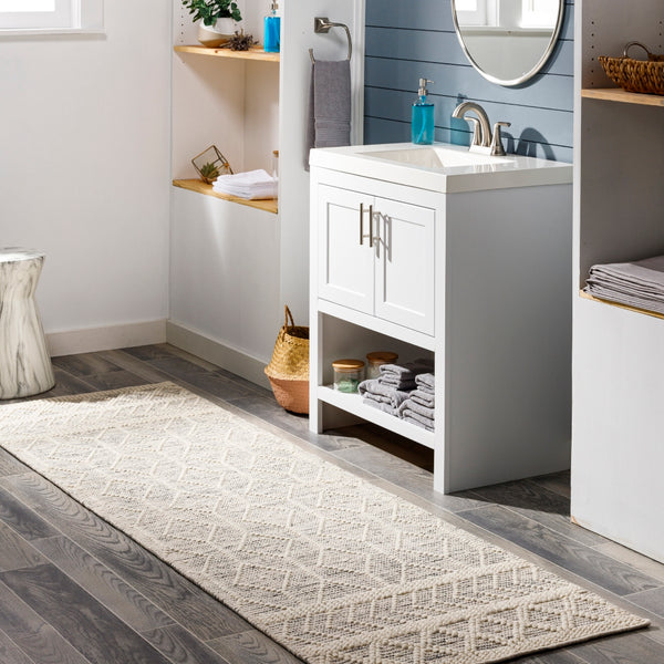 Hygge HYG-2307 Global Wool Rug HYG2307-268 Charcoal, White 100% Wool 2'6" x 8'