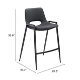 Zuo Modern Desi 100% Polyurethane, Plywood, Steel Modern Commercial Grade Counter Stool Set - Set of 2 Black 100% Polyurethane, Plywood, Steel