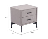 Zuo Modern Halle 100% Polyester, MDF, Plywood, Steel Modern Side Table Gray 100% Polyester, MDF, Plywood, Steel