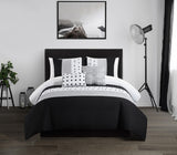 Lainy Black King 5pc Comforter Set