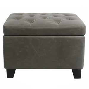 Julian Stylish Rectangular Bonded Leather Storage Ottoman with Biscuit Tufting for Home Organization