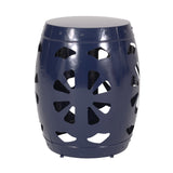 Sheila Outdoor Metal Side Table, Navy Blue Noble House