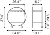 Zuo Modern Arc Tempered Glass, Steel Modern Commercial Grade Bar Cart Brass, Black Tempered Glass, Steel