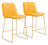 English Elm EE2918 100% Polyurethane, Plywood, Steel Modern Commercial Grade Counter Chair Set - Set of 2 Yellow 100% Polyurethane, Plywood, Steel