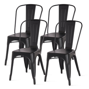 Metropolis Metal Side Chair Set of 4 - Classic Bistro Style for Dining Room or Café Decor