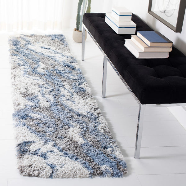 Horizon Shag 800 Horizon Shag 890 Shag & Flokati Power Loomed Polypropylene Pile Rug Grey / Blue