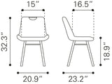 Zuo Modern Tyler 100% Polyester, Plywood, Steel Modern Commercial Grade Dining Chair Set - Set of 2 Blue, Black 100% Polyester, Plywood, Steel