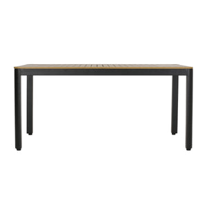 Doheny Outdoor Aluminum Dining Table, Natural and Black Noble House