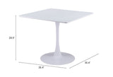 English Elm EE2579 MDF, Steel Modern Commercial Grade Dining Table White MDF, Steel