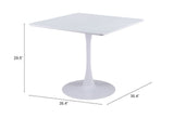 Zuo Modern Molly MDF, Steel Modern Commercial Grade Dining Table White MDF, Steel