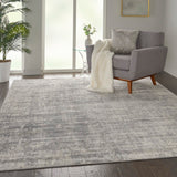 Nourison Rustic Textures RUS01 Painterly Machine Made Power-loomed Indoor Area Rug Ivory/Silver 9'3" x 12'9" 99446476166