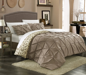 Talia Taupe Queen 3 Piece Duvet Set