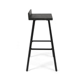 Bidwell Indoor Bar Stools, Modern, Contemporary, Dark Gray Acacia Wood with Iron Legs Noble House