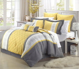 Livingston Comforter Set King Size – 8 Piece – Yellow Grey