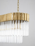 Bethel Brass Chandelier in Stainless Steel & Crystal