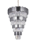 Bethel Shiny Nickel Chandelier in Metal & Crystal