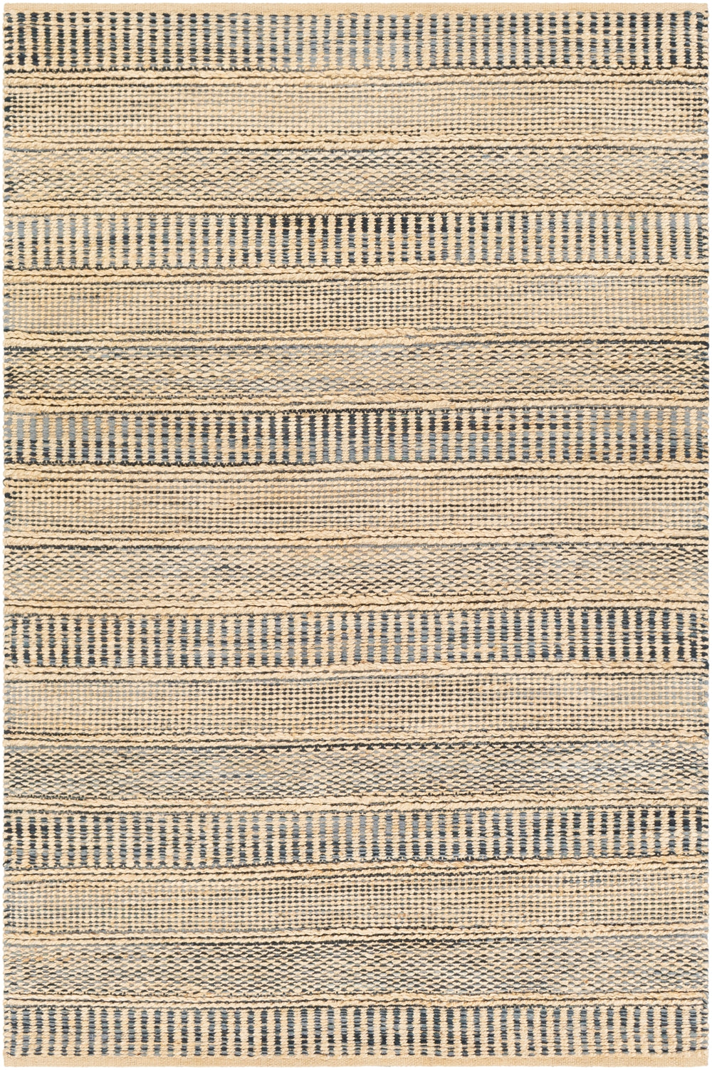 Aria IAA-1000 Cottage Jute, Rayon Rug IAA1000-58 Denim, Navy, Cream 70% Jute, 30% Rayon 5' x 8'