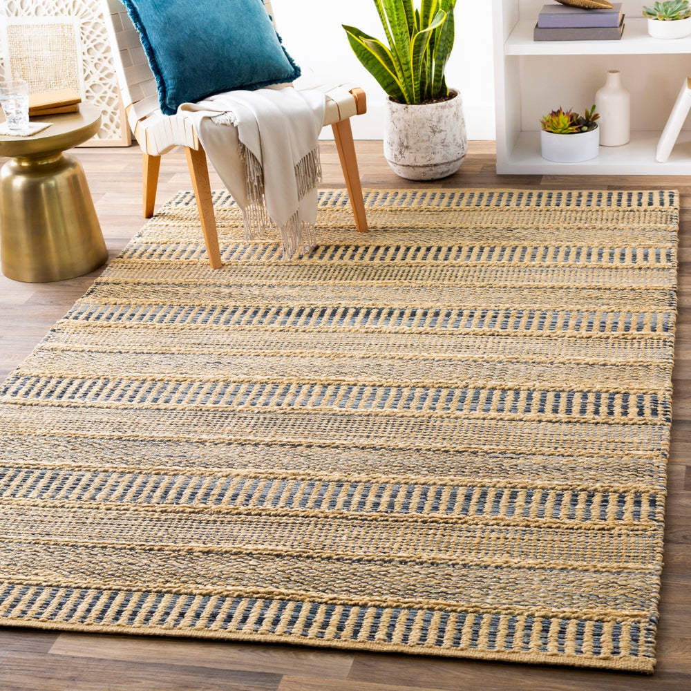 Aria IAA-1000 Cottage Jute, Rayon Rug IAA1000-58 Denim, Navy, Cream 70% Jute, 30% Rayon 5' x 8'