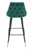 Zuo Modern Piccolo 100% Polyester, Plywood, Steel Modern Commercial Grade Barstool Green, Black, Gold 100% Polyester, Plywood, Steel