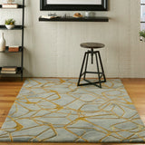 Nourison Symmetry SMM05 Eclectic Handmade Tufted Indoor Area Rug Grey/Yellow 5'3" x 7'9" 99446495525